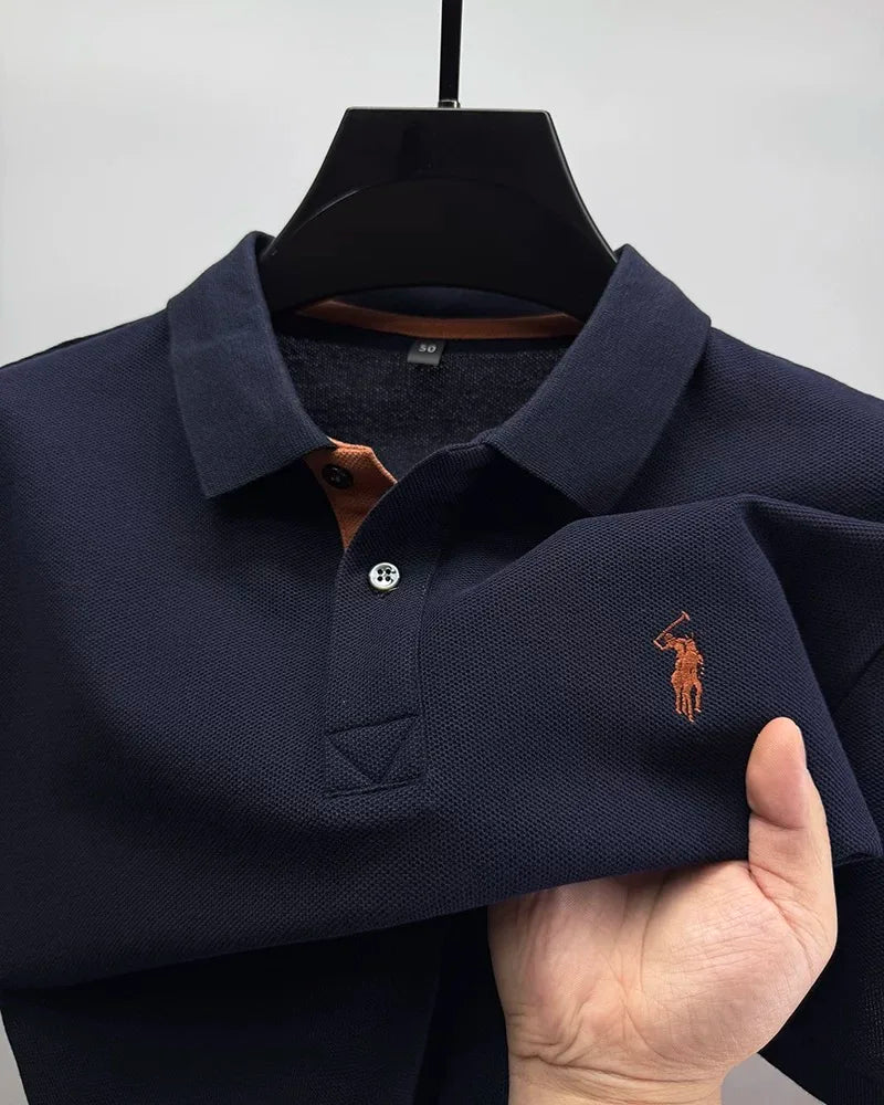 Polo de algodón 100% para hombre — Manga corta con bordado, estilo golf casual verano 2026