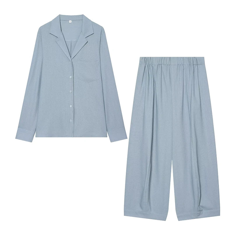 Conjunto camisa y pantalón ancho para mujer — Casual y cómodo, primavera-verano 2026