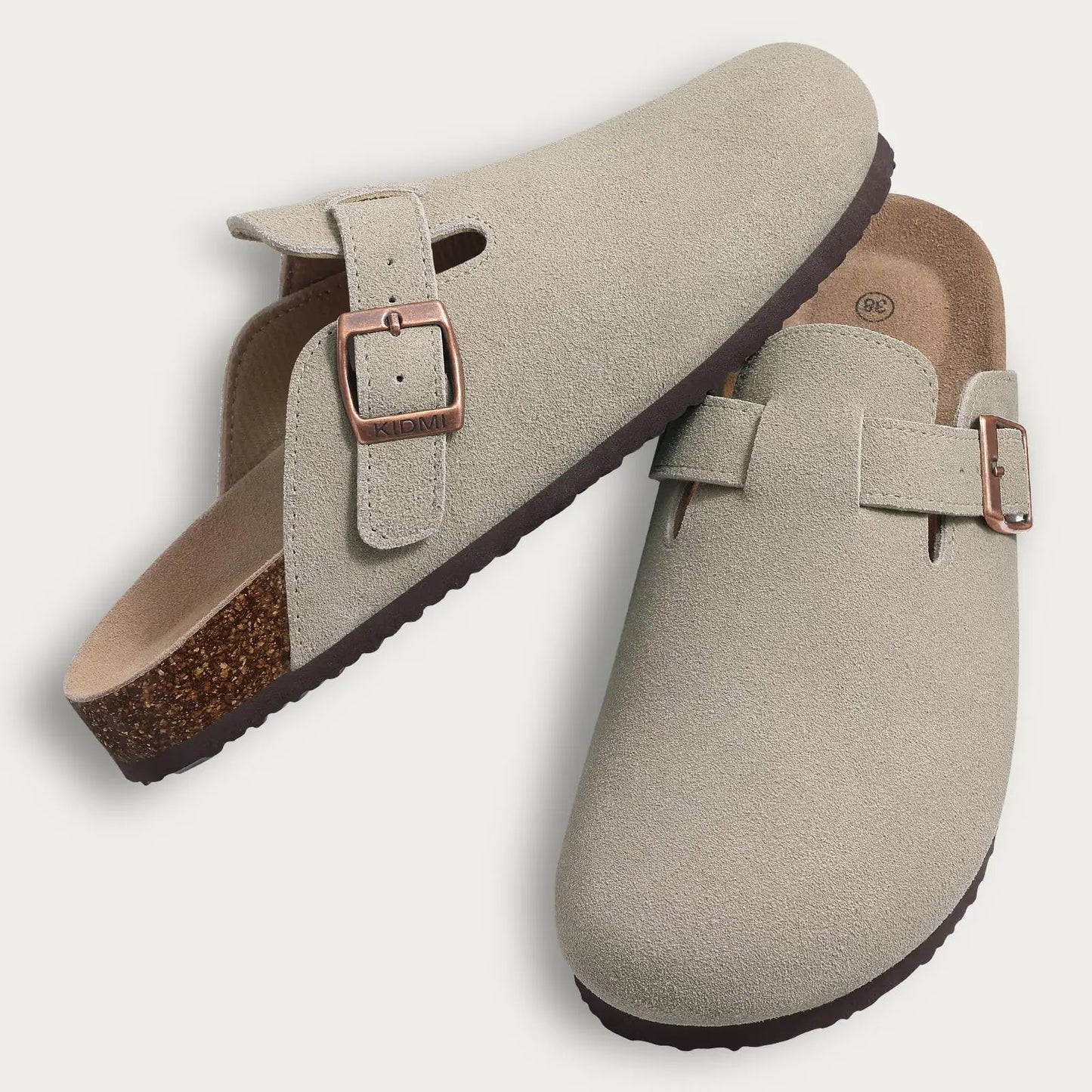 Zuecos de corcho para mujer — Suela antideslizante con soporte de arco, moda 2026