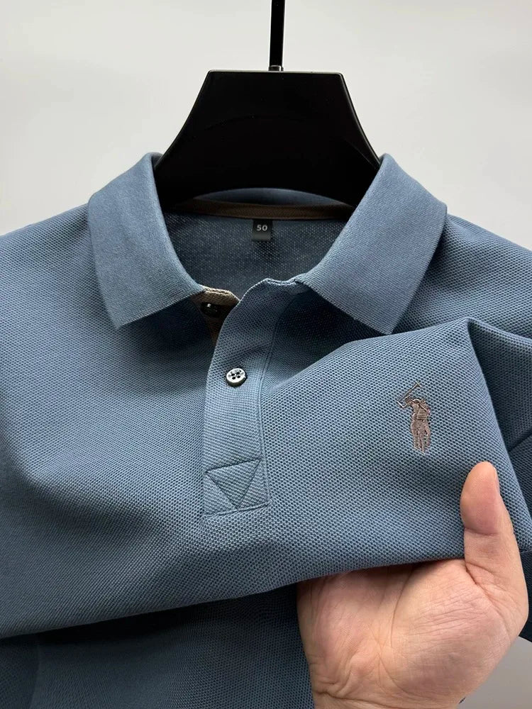 Polo de algodón 100% para hombre — Manga corta con bordado, estilo golf casual verano 2026