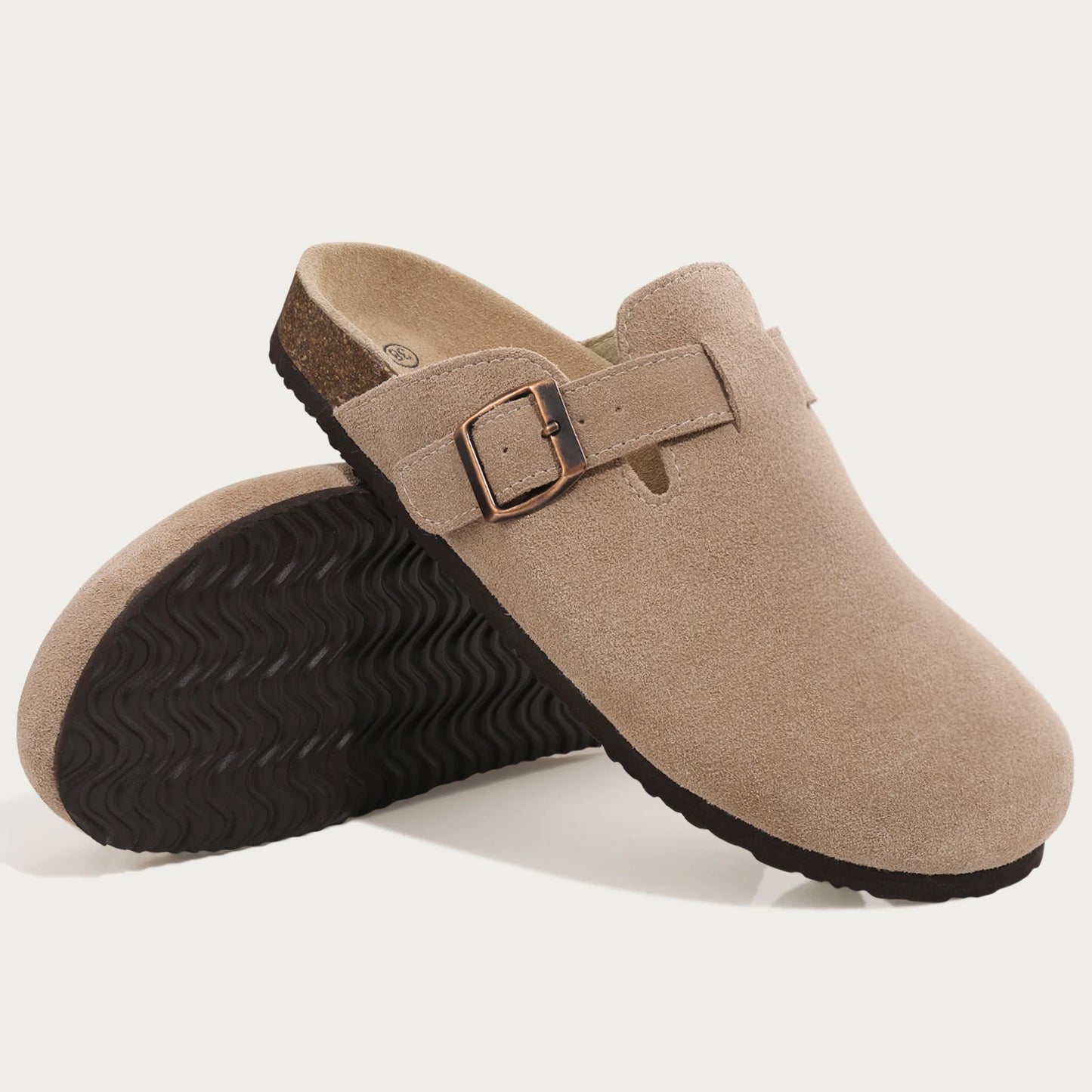 Zuecos de corcho para mujer — Suela antideslizante con soporte de arco, moda 2026