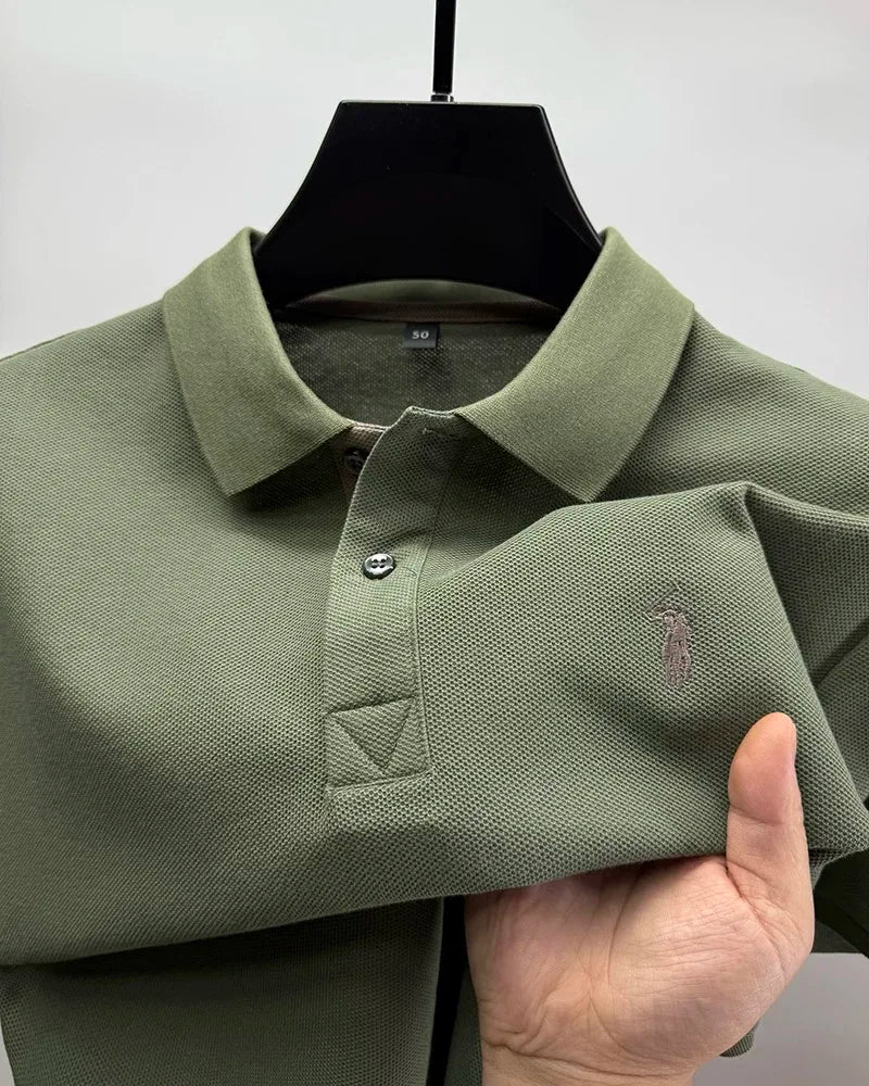 Polo de algodón 100% para hombre — Manga corta con bordado, estilo golf casual verano 2026