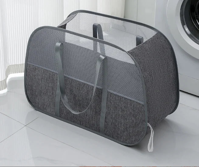 Cesta de ropa sucia plegable de malla — Gran capacidad, organización del hogar