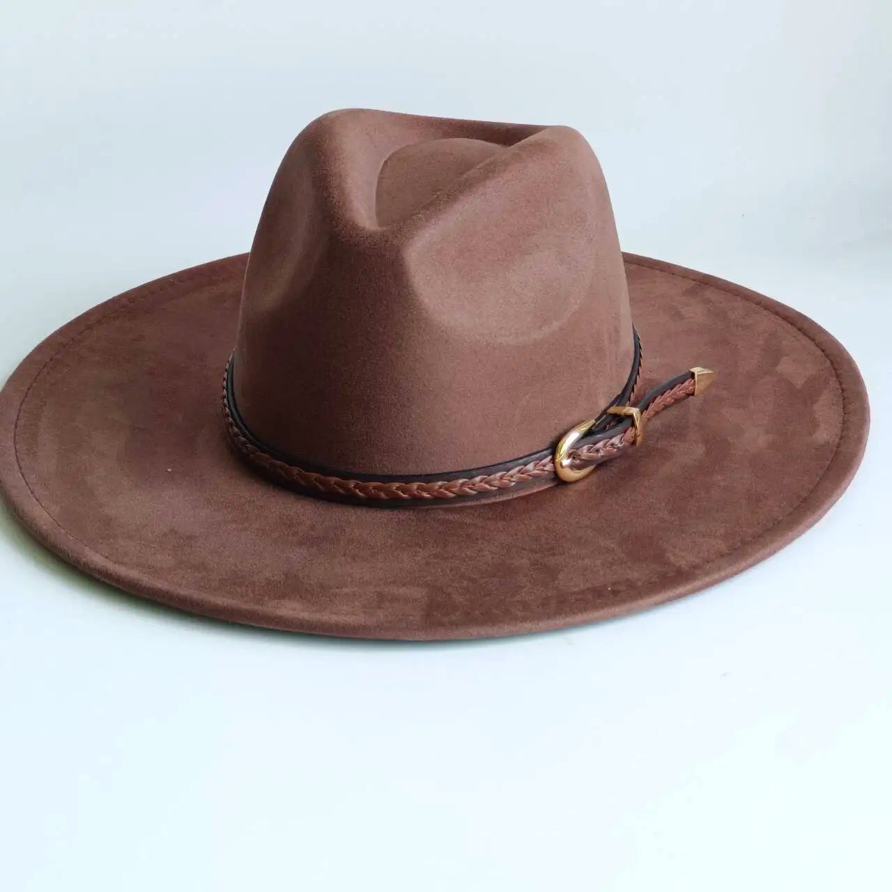 Vegan Suede Fedora Rancher Hats Blank Hats for Burning teardrop shaped Top 9.5cm Brim Unisex  felt Jazz Hat sombrero