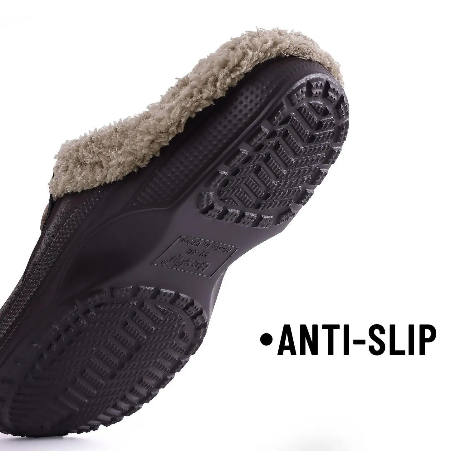 Zapatillas de casa de invierno para hombre — Con pelo, cálidas, impermeables y antideslizantes