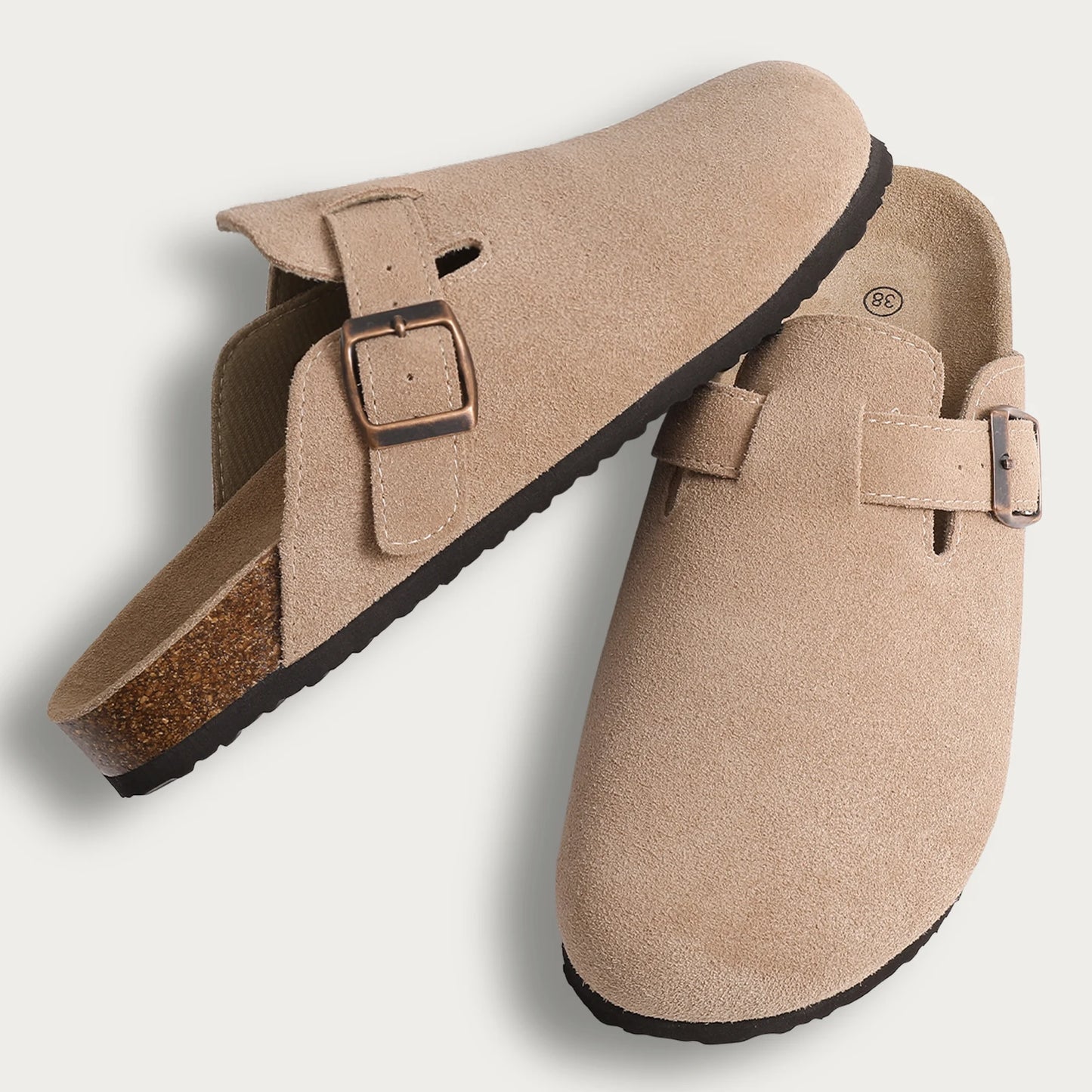 Zuecos de corcho para mujer — Suela antideslizante con soporte de arco, moda 2026