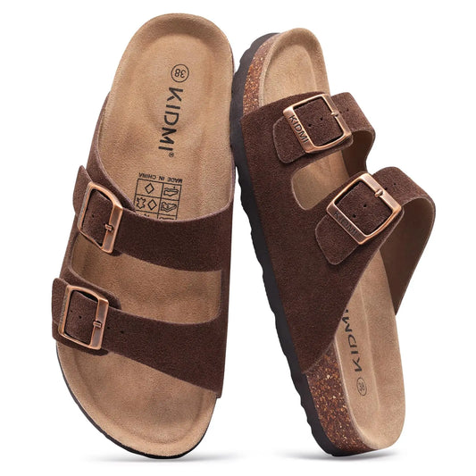 Sandalias de verano con corcho ajustables — Unisex, soporte de arco, ante genuino
