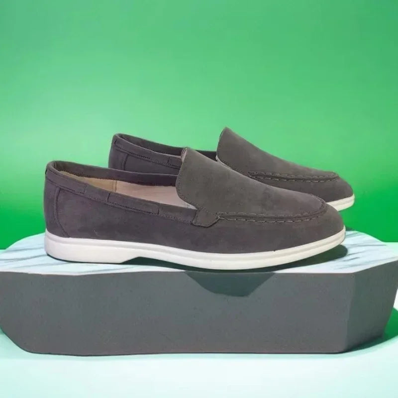 Mocasines clásicos de cuero ante para hombre — Transpirables, slip-on, conducción y ocio