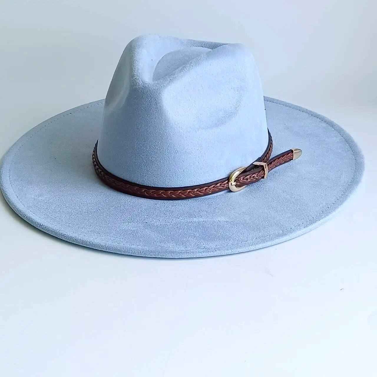Vegan Suede Fedora Rancher Hats Blank Hats for Burning teardrop shaped Top 9.5cm Brim Unisex  felt Jazz Hat sombrero