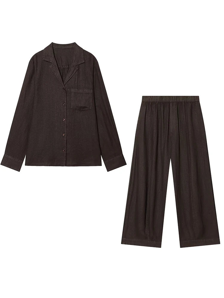 Conjunto camisa y pantalón ancho para mujer — Casual y cómodo, primavera-verano 2026