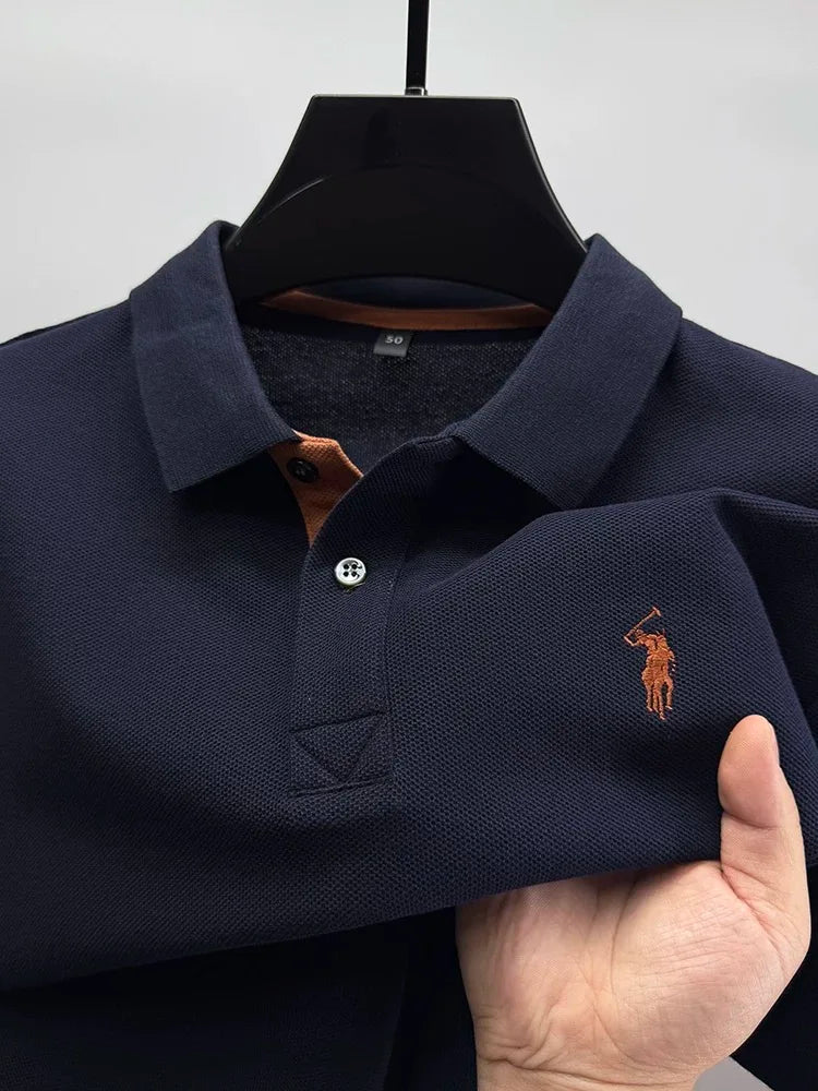 Polo de algodón 100% para hombre — Manga corta con bordado, estilo golf casual verano 2026