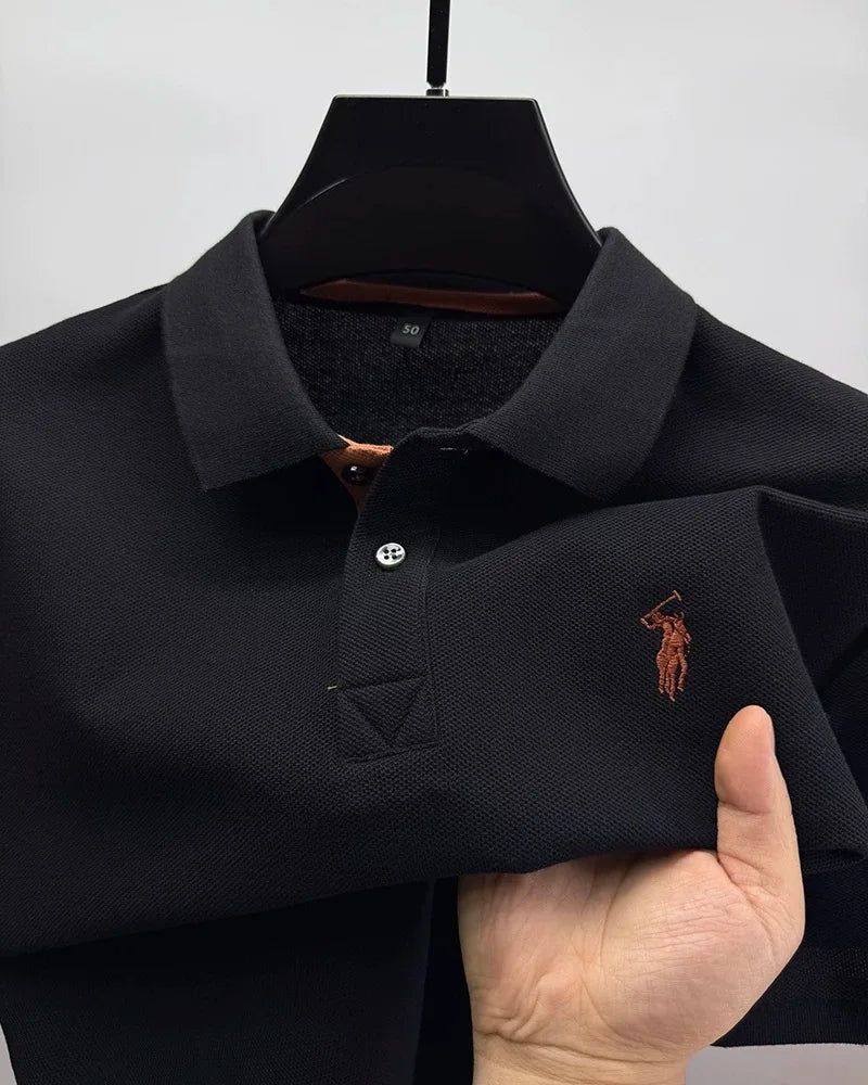 Polo de algodón 100% para hombre — Manga corta con bordado, estilo golf casual verano 2026