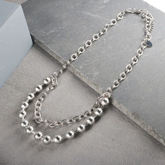 Collar de cadena de bolas en acero inoxidable — Unisex, minimalista y resistente