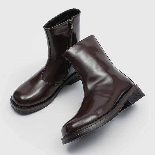 Botas Chelsea mid-top para hombre — Cremallera lateral, estilo moto casual urbano 2026