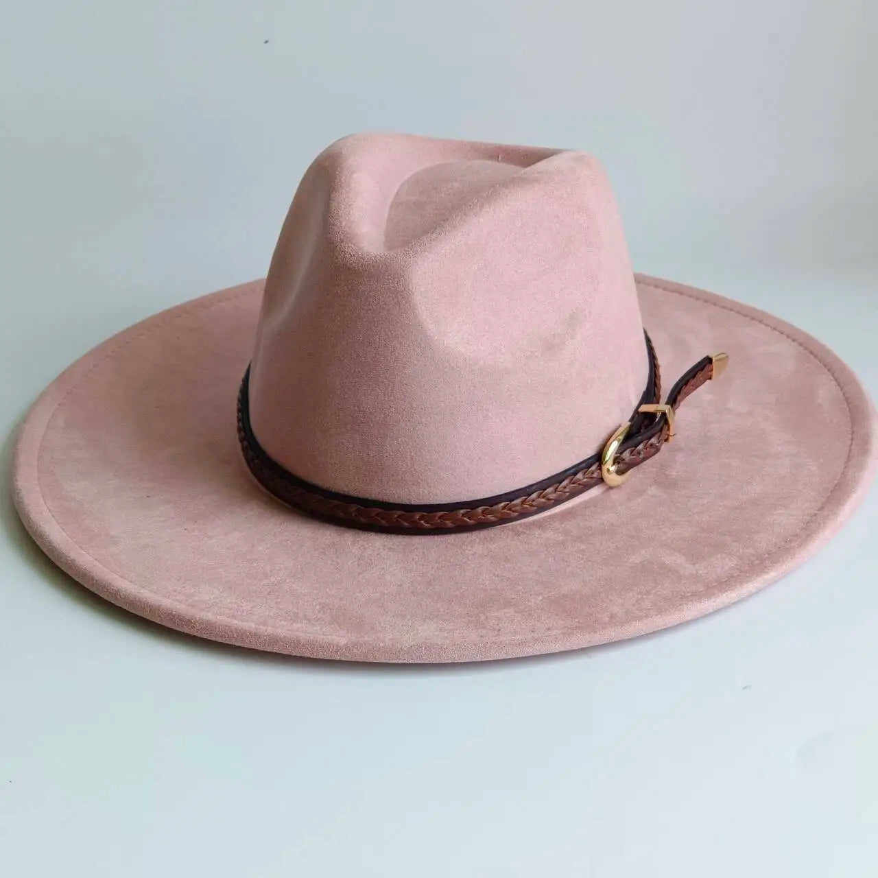 Vegan Suede Fedora Rancher Hats Blank Hats for Burning teardrop shaped Top 9.5cm Brim Unisex  felt Jazz Hat sombrero