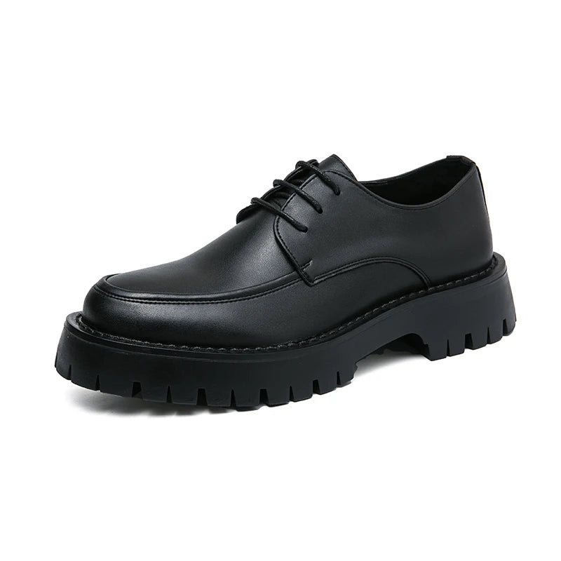 Zapatos de plataforma para hombre — Mocasines formales negros con suela gruesa, boda y oficina