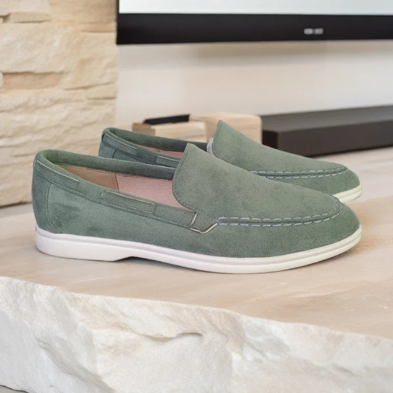 Mocasines clásicos de cuero ante para hombre — Transpirables, slip-on, conducción y ocio