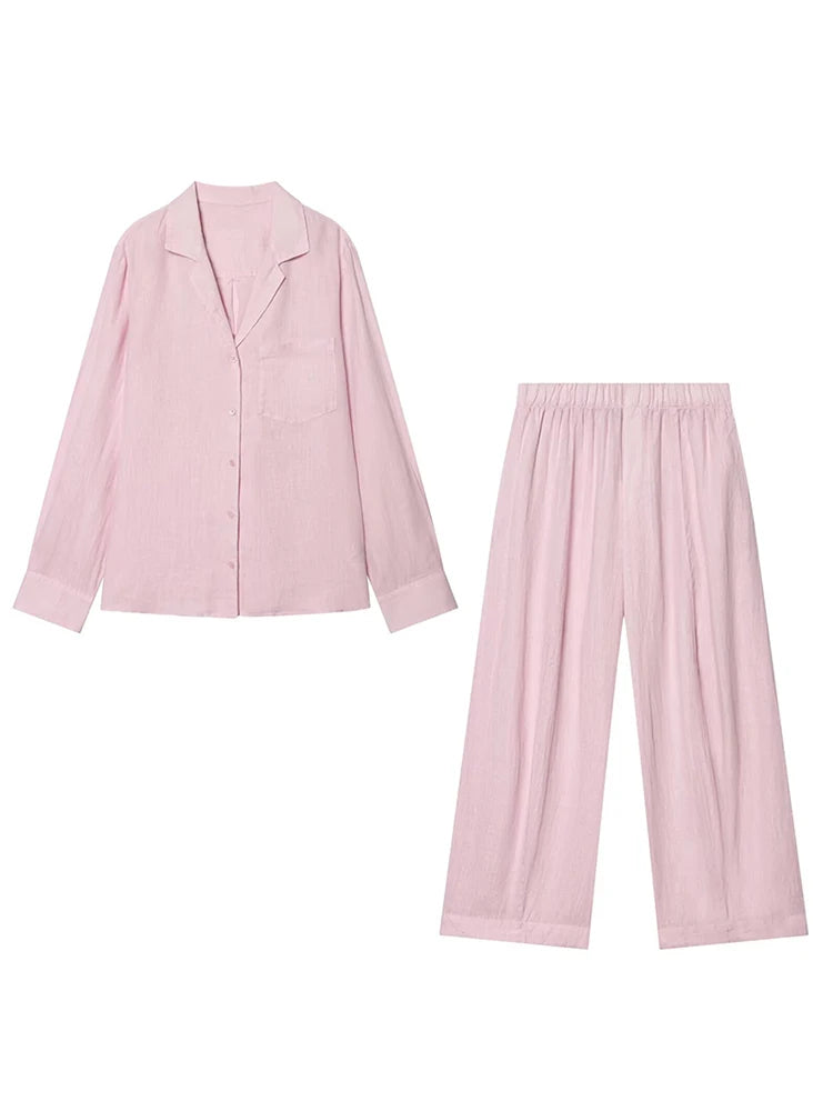 Conjunto camisa y pantalón ancho para mujer — Casual y cómodo, primavera-verano 2026