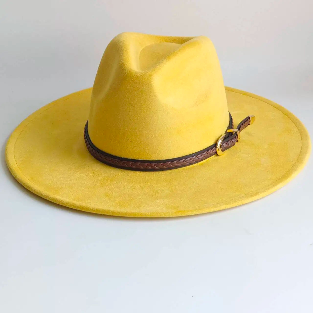 Vegan Suede Fedora Rancher Hats Blank Hats for Burning teardrop shaped Top 9.5cm Brim Unisex  felt Jazz Hat sombrero