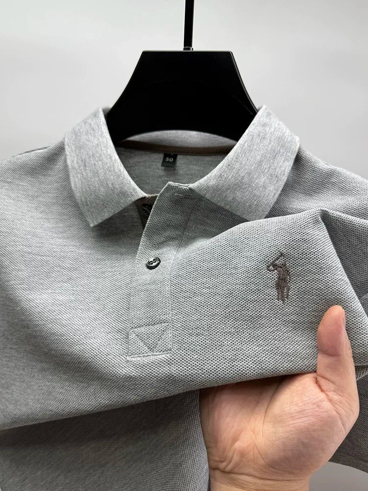 Polo de algodón 100% para hombre — Manga corta con bordado, estilo golf casual verano 2026