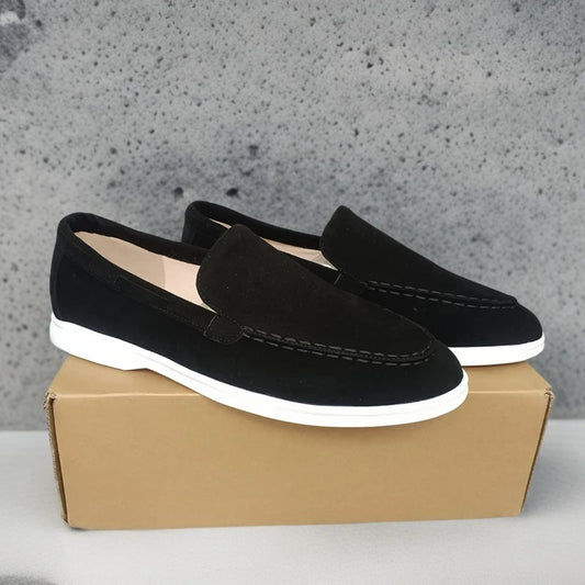 Mocasines clásicos de cuero ante para hombre — Transpirables, slip-on, conducción y ocio