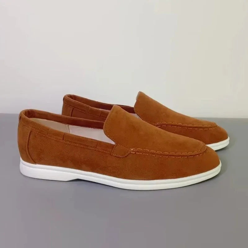 Mocasines clásicos de cuero ante para hombre — Transpirables, slip-on, conducción y ocio
