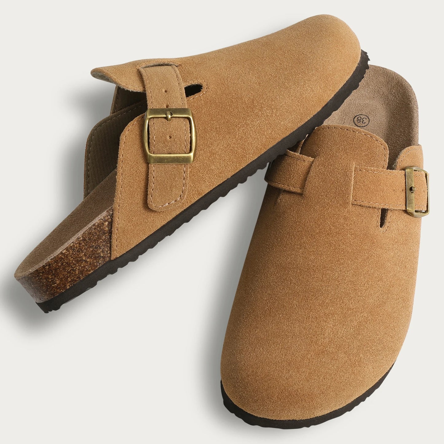 Zuecos de corcho para mujer — Suela antideslizante con soporte de arco, moda 2026