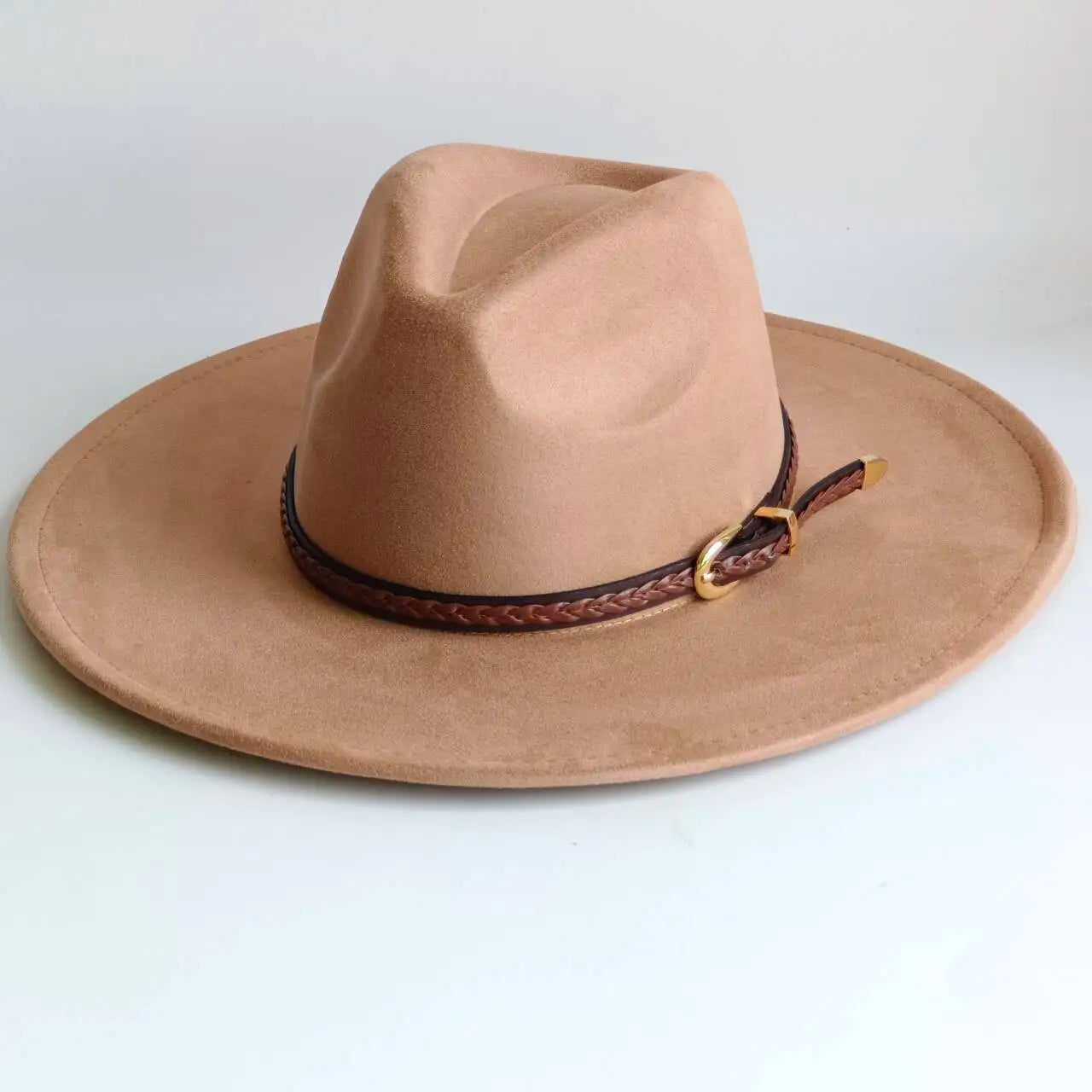 Vegan Suede Fedora Rancher Hats Blank Hats for Burning teardrop shaped Top 9.5cm Brim Unisex  felt Jazz Hat sombrero