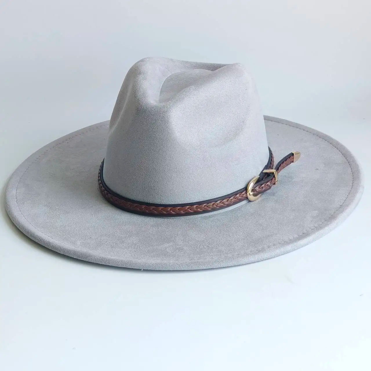 Vegan Suede Fedora Rancher Hats Blank Hats for Burning teardrop shaped Top 9.5cm Brim Unisex  felt Jazz Hat sombrero